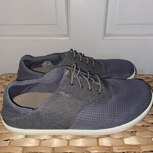 OLUKAI Nohea Moku Gray Mesh Slip On Casual Comfort Loafers Boat Shoes Mens 10.5